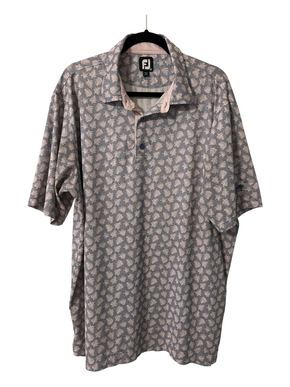 FootJoy Men's Navy and Light Pink Printed Golf Polo